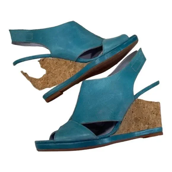 Johnston & Murphy Meagan Velcro Swing Teal Waxy Calf Size 9 Platforms - Picture 10 of 11